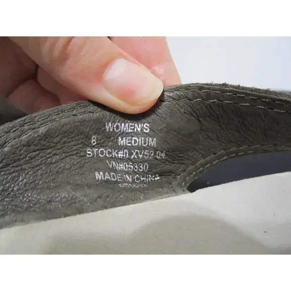 L.L. Bean Olive Green Suede Leather Toe Loop Slide Sandals Women Sz 8 - Picture 9 of 11